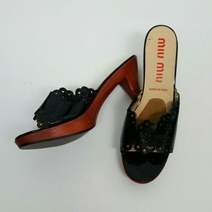 Miu Miu sandals heels wood black size 38